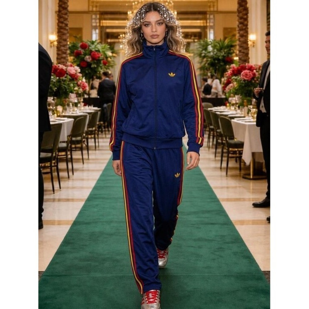 Adidas Womens Two Piece Tracksuit Set Jacket KC6571 Pants KC6552 Blue M